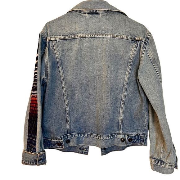 Anthropologie Levi's embroidered jean jacket S - Picture 9 of 16